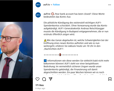 Verschwörungssender Auf1 verliert Bankkonto in Ungarn